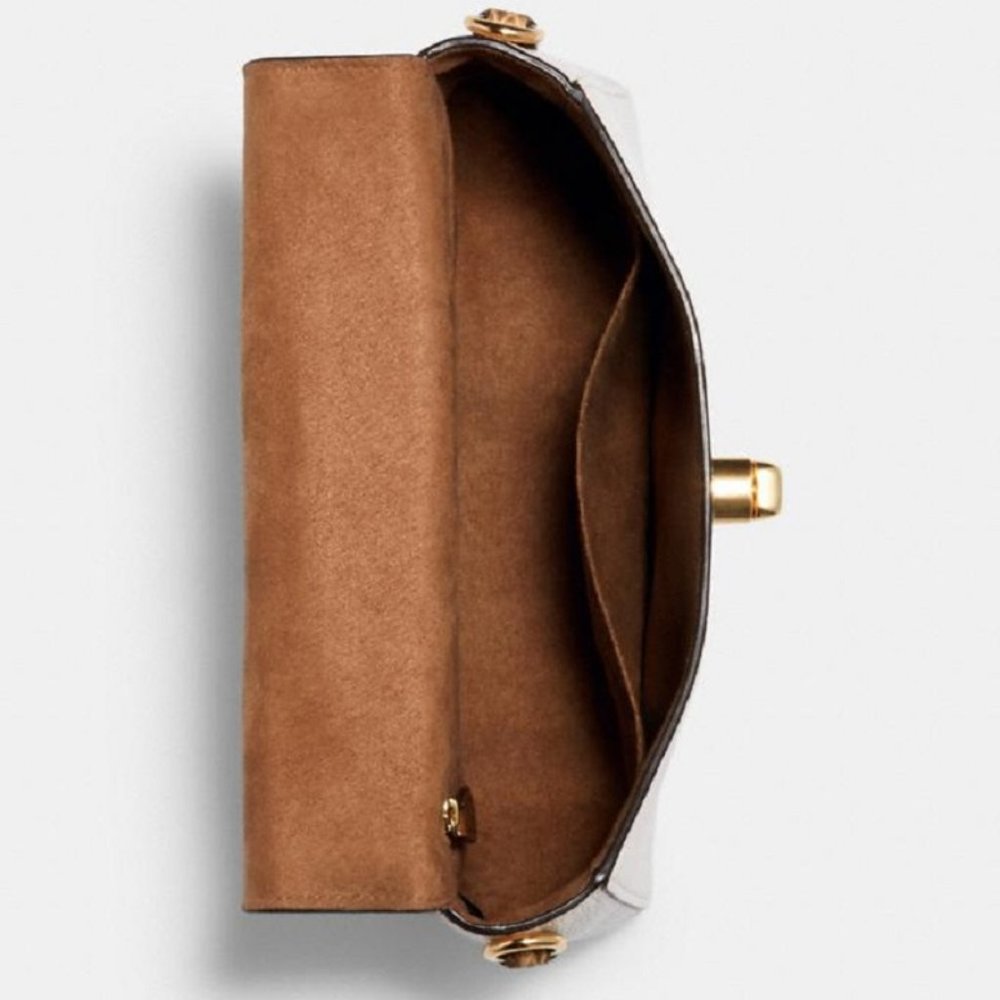 COACH EUC Ivory Satchel with Gold Chain - Picture 3 of 6